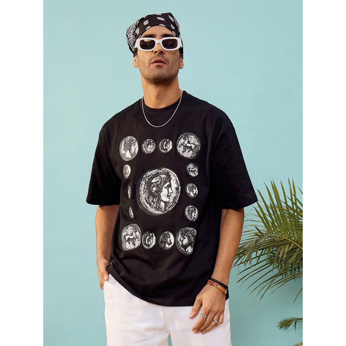 تيشيرت فضفاض مطبع بطبعة جرافيك ماسكلن ساسافراس × ستايلي-men-clothing-tshirtsandpolos-tshirts-image-1