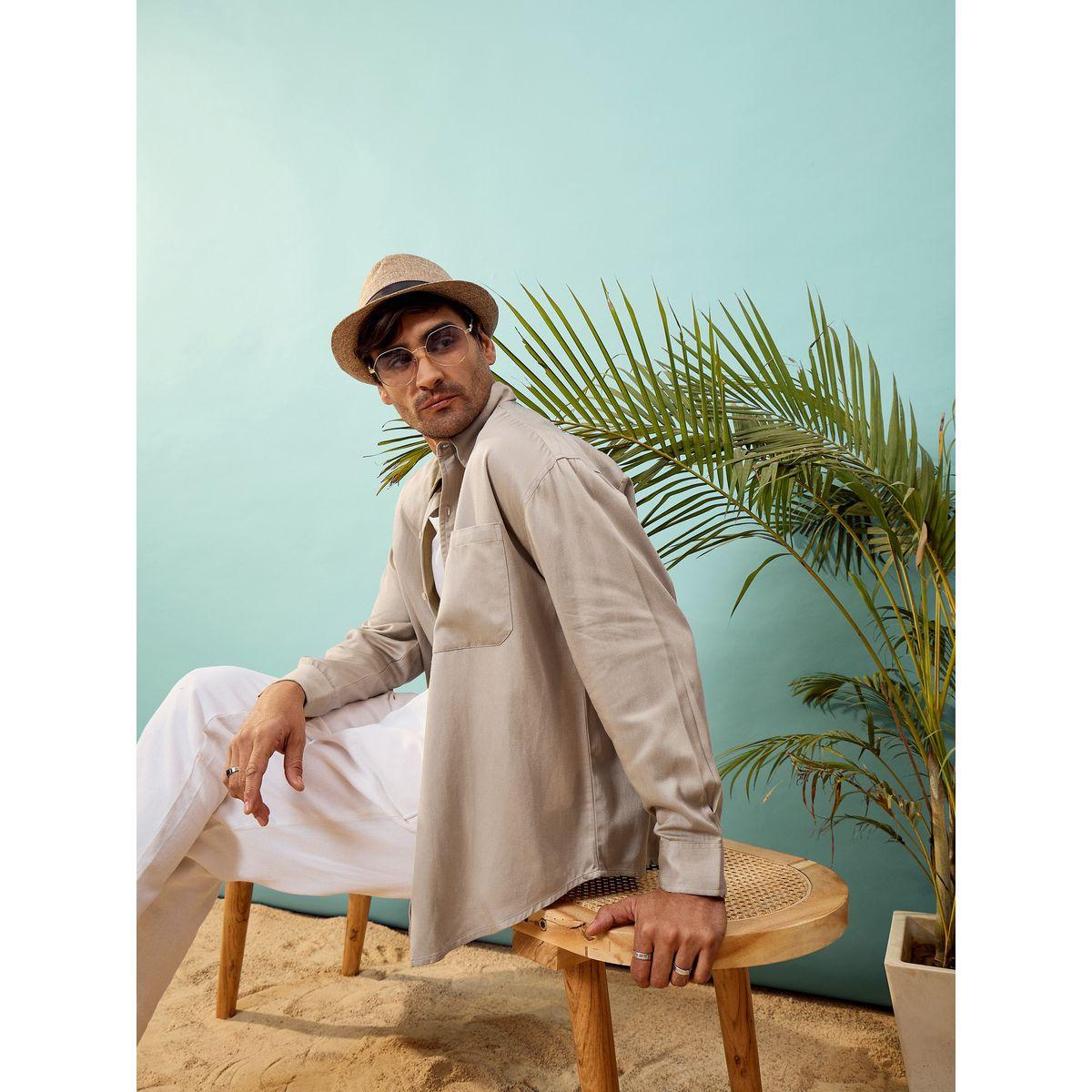 Mascln Sassafras X Styli  Twill Oversized Shirt with Patch Pocket-men-clothing-shirts-image-2