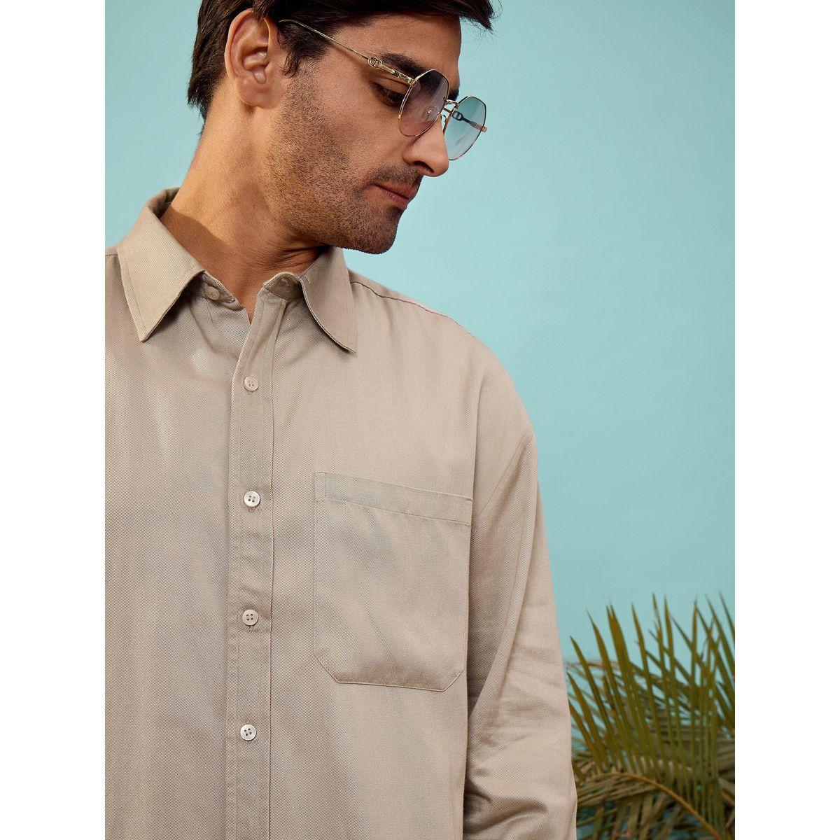 Mascln Sassafras X Styli  Twill Oversized Shirt with Patch Pocket-men-clothing-shirts-image-4