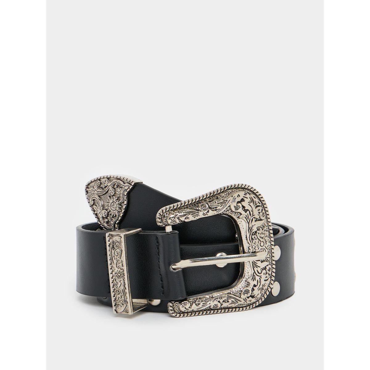 Styli Vintage Look Buckle Belt with Stud Detail-women-clothingaccessories-belts-image-1