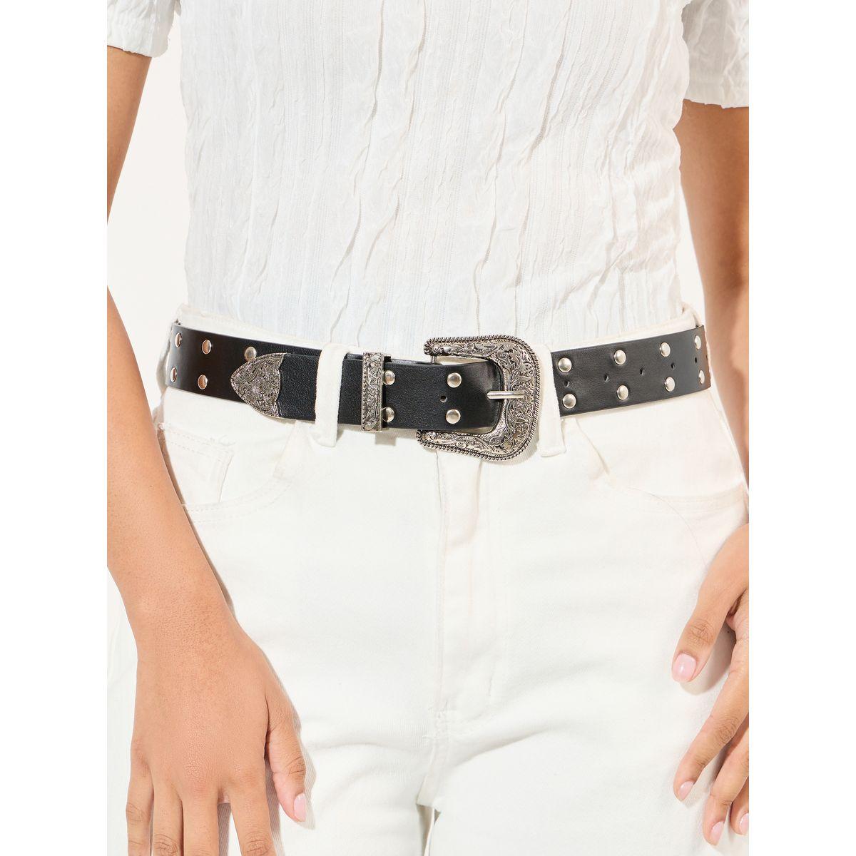 Styli Vintage Look Buckle Belt with Stud Detail-women-clothingaccessories-belts-image-2