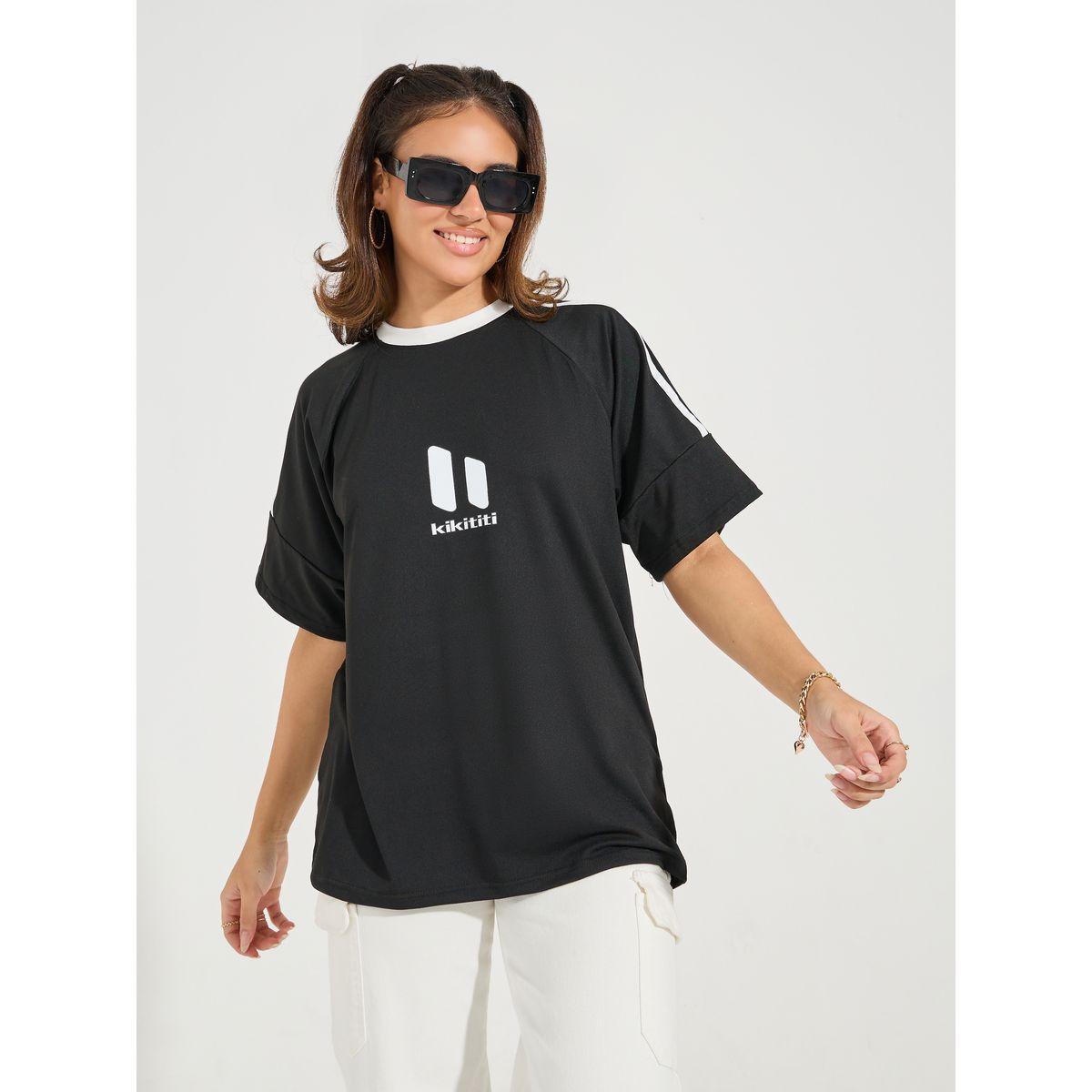 Styli Oversized Striped Taping Detail Printed T-Shirt-women-clothing-tshirts-image-1