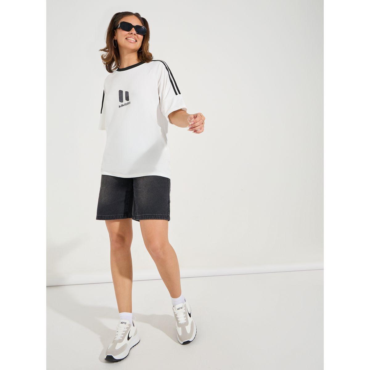 Styli Oversized Striped Taping Detail Printed T-Shirt-women-clothing-tshirts-image-2
