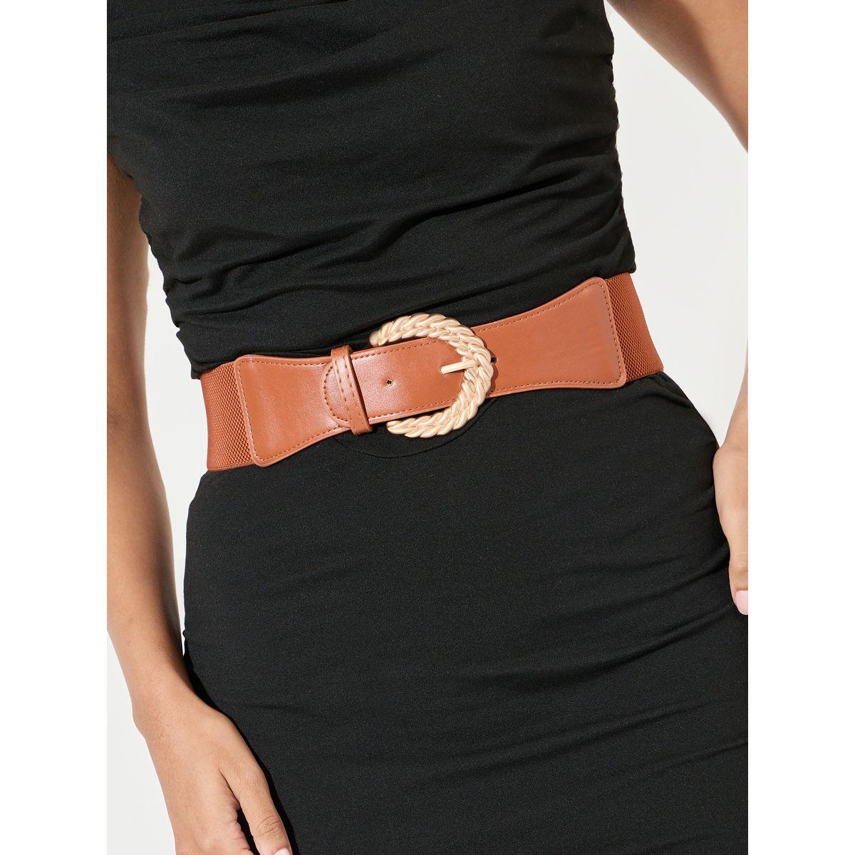 Styli Waist Wide Textured Metal Belt-women-clothingaccessories-belts-image-2