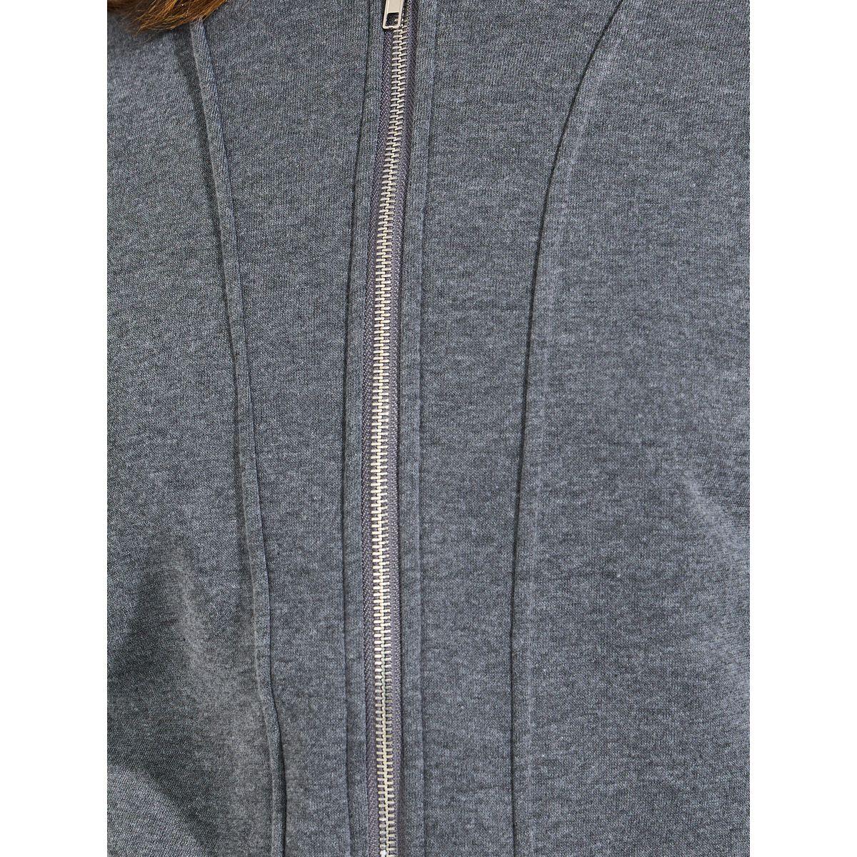 Styli Solid Fleece Jacket & Straight Leg Pants Co-Ords-women-clothing-coordsets-image-5
