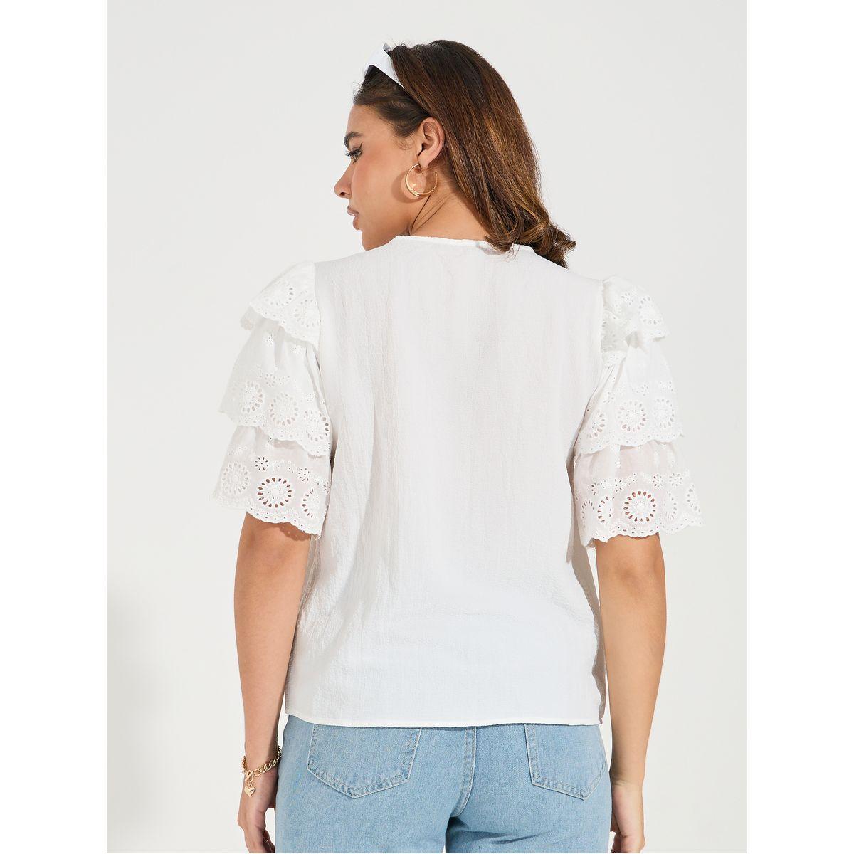 بلوزة مزينة بفتحات مع اكمام بكشكش-women-clothing-shirtsandblouses-blouses-image-5
