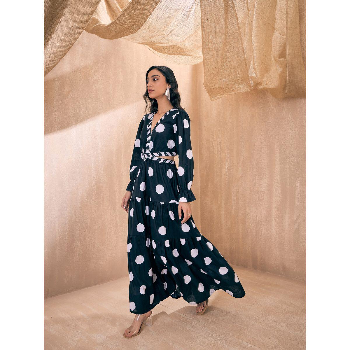 Sassafras X Styli  Polka Dot Cut-Out Waist Tiered Maxi Dress-women-clothing-dresses-image-4