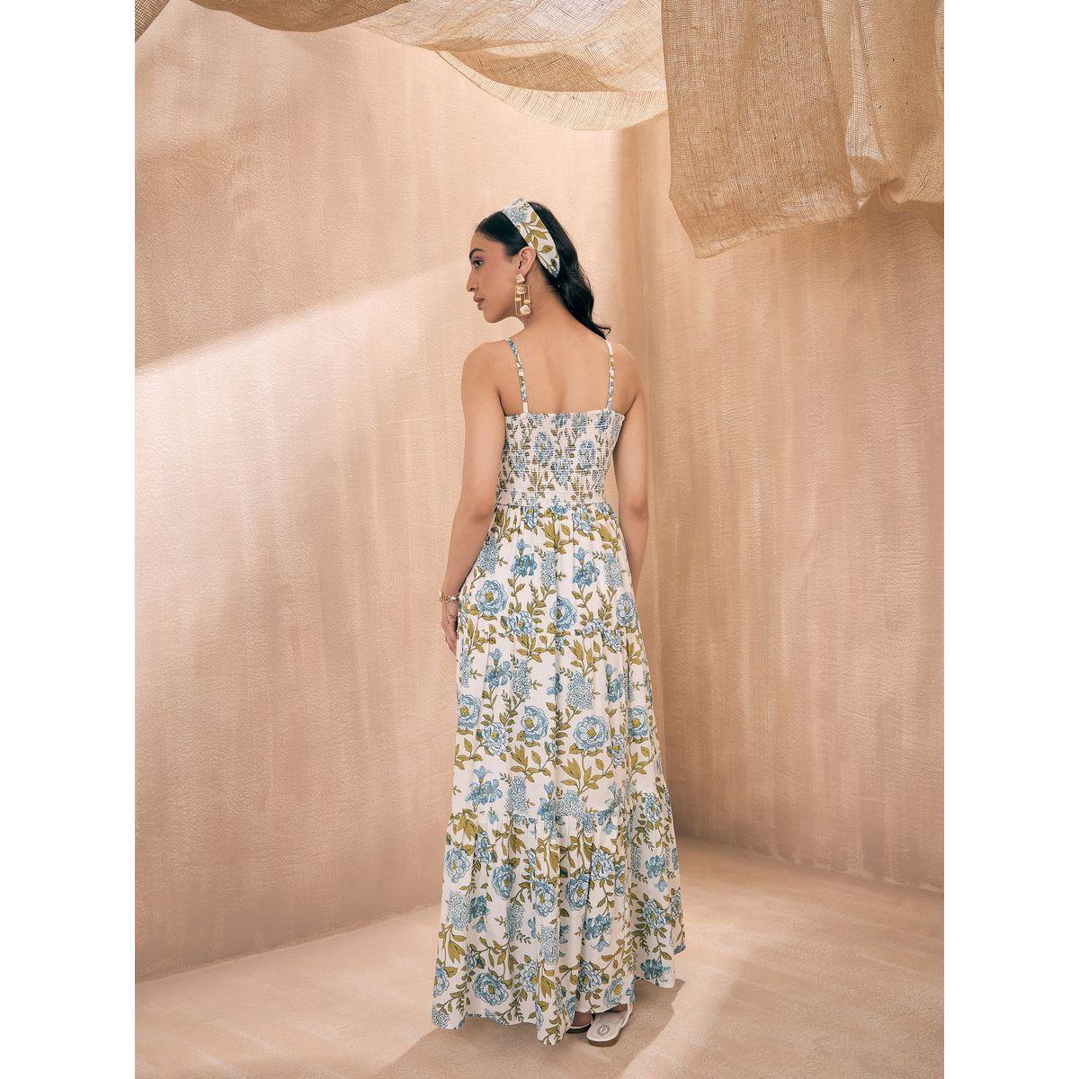 Sassafras X Styli  Floral Print  Smocked Tiered Maxi Dress-women-clothing-dresses-image-5