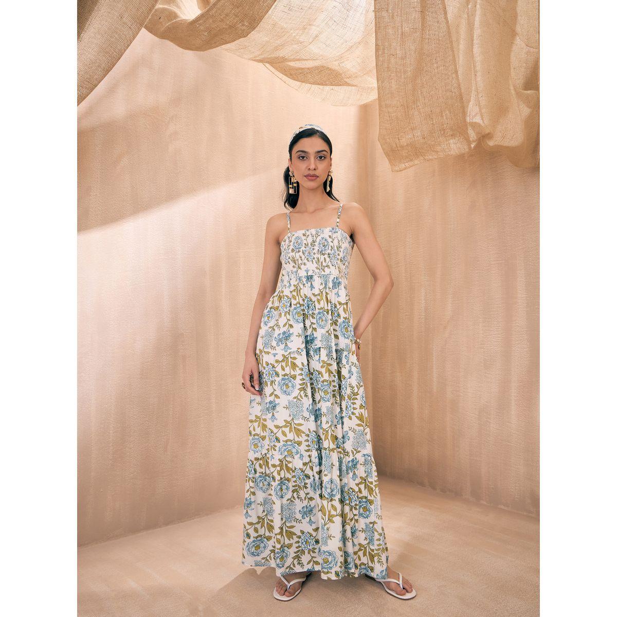 فستان طويل مطبع بزهور مع كسرات ساسافراس × ستايلي-women-clothing-dresses-image-6