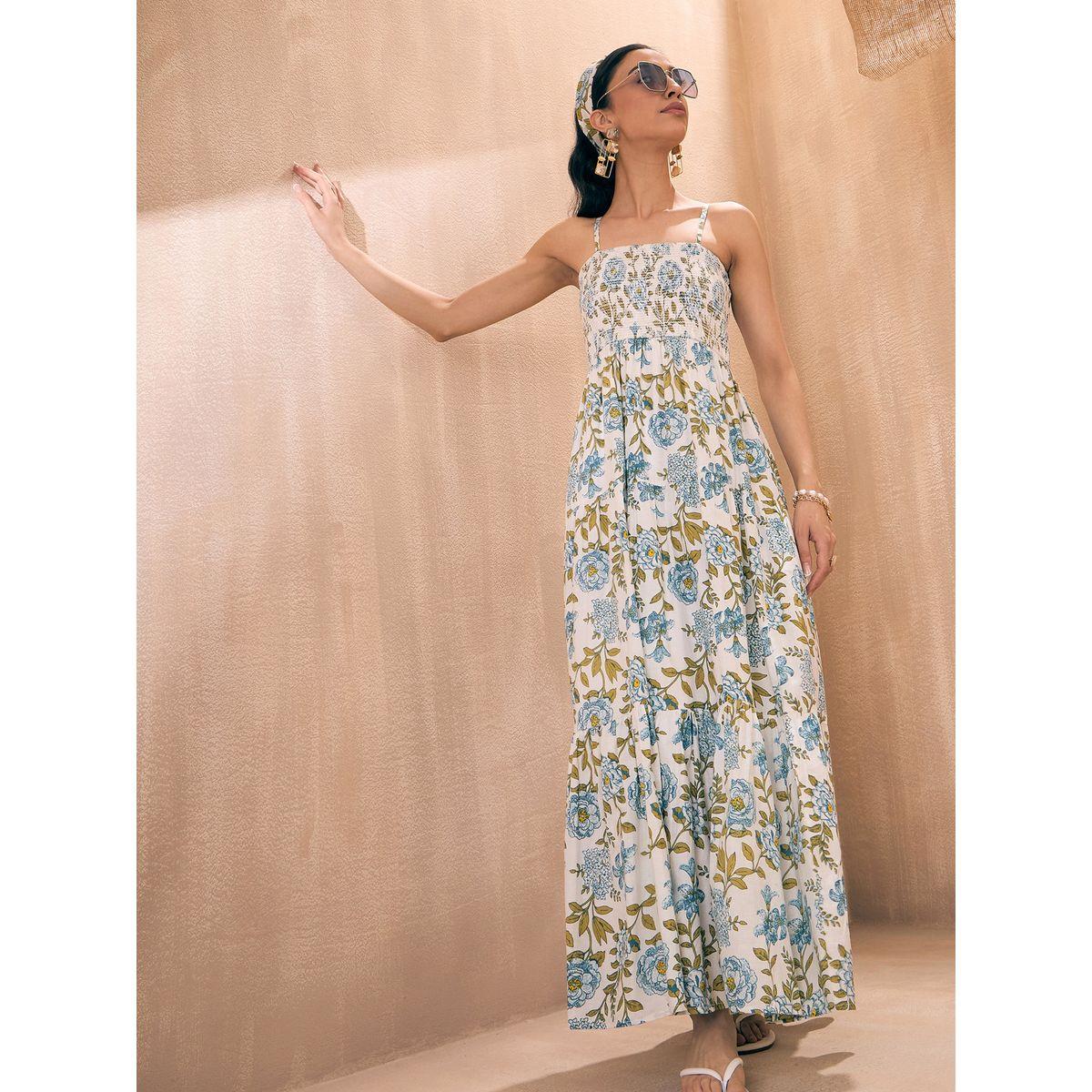 Sassafras X Styli  Floral Print  Smocked Tiered Maxi Dress-women-clothing-dresses-image-7