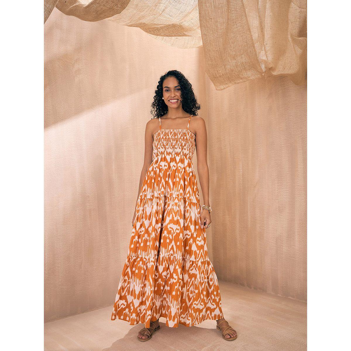 فستان طويل بطبعة ايكات وكسرات ساسافراس × ستايلي-women-clothing-dresses-image-7
