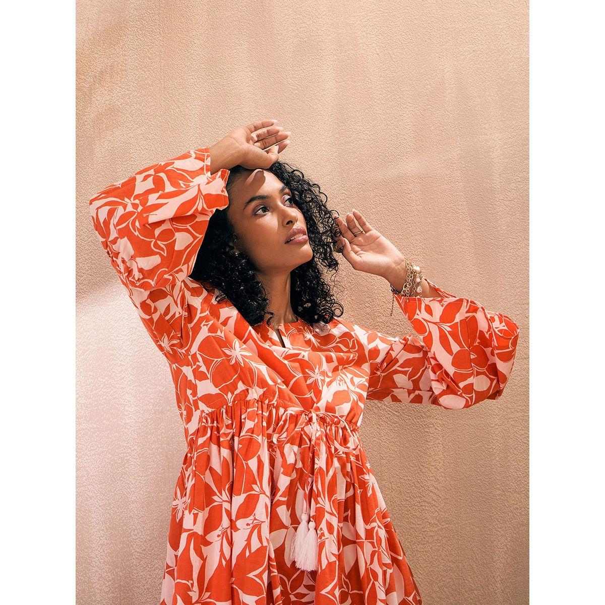 Sassafras X Styli  Floral Print Empire Tie Waist Skater Mini Dress-women-clothing-dresses-image-2