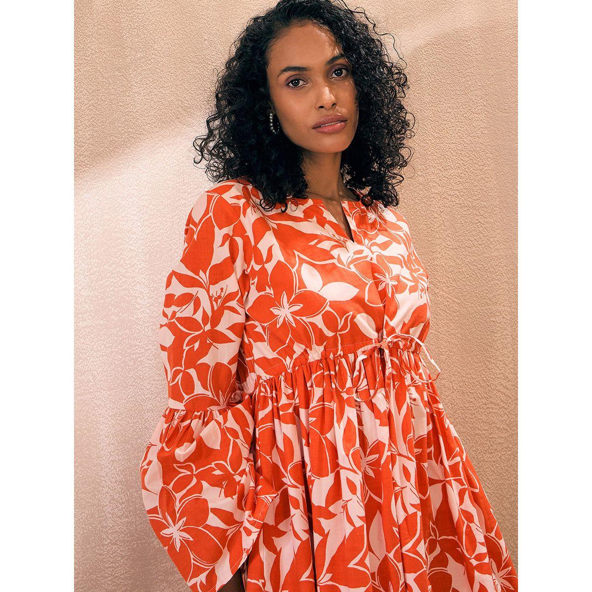 Sassafras X Styli  Floral Print Empire Tie Waist Skater Mini Dress-women-clothing-dresses-image-4