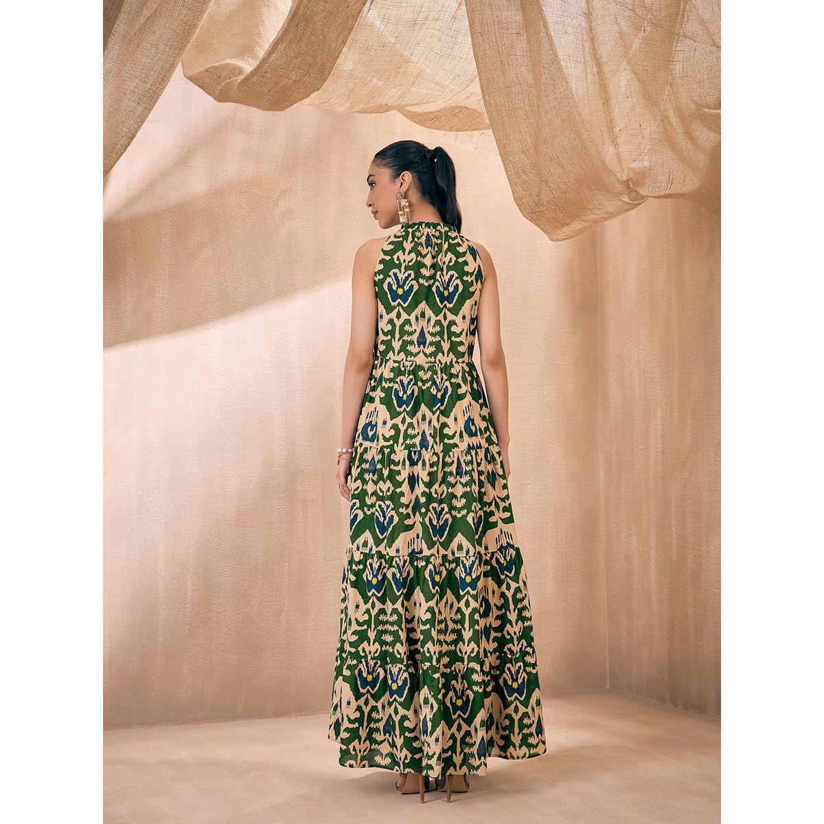 Sassafras X Styli  Ikat Print Dori Neck Tiered Maxi Dress-women-clothing-dresses-image-5