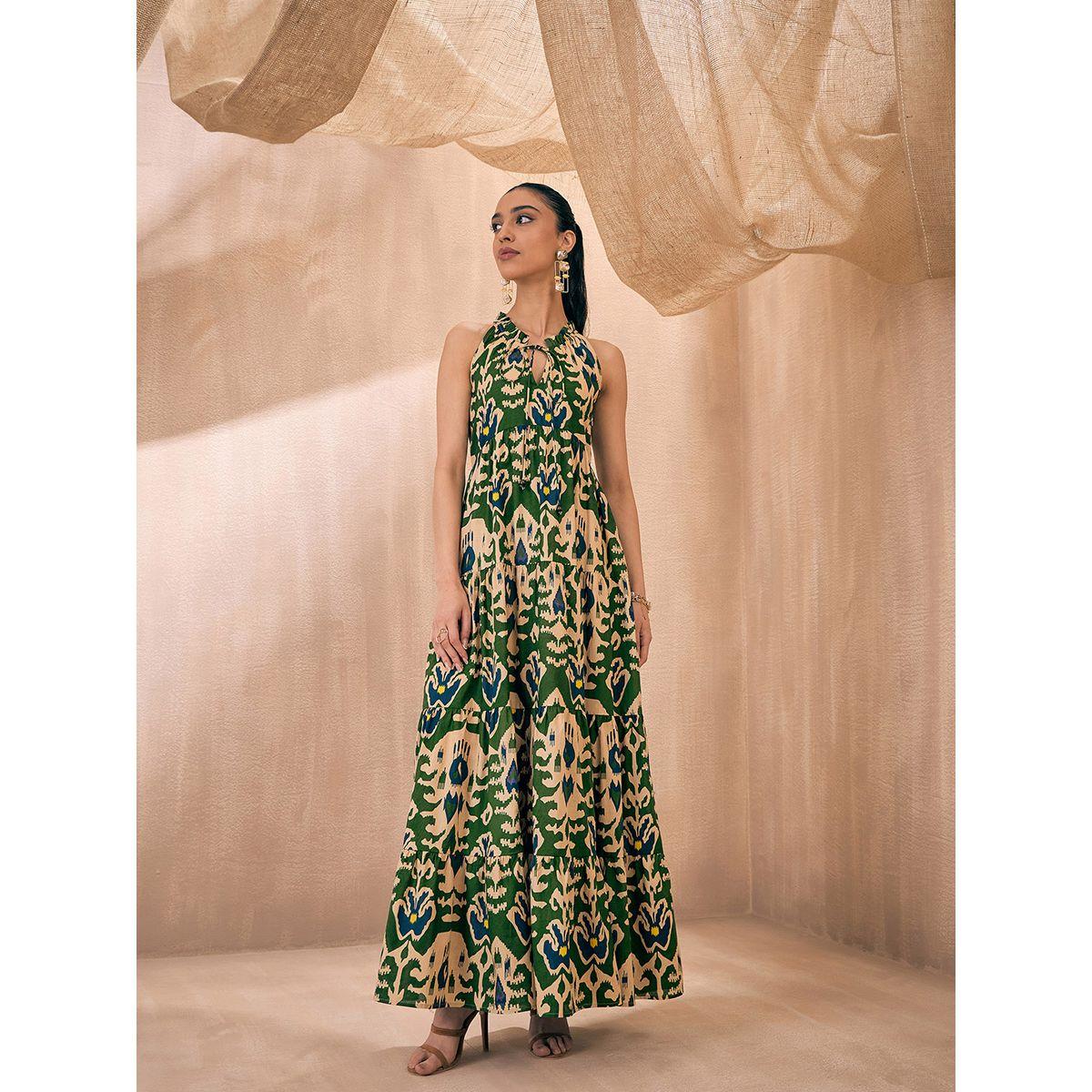 Sassafras X Styli  Ikat Print Dori Neck Tiered Maxi Dress-women-clothing-dresses-image-8