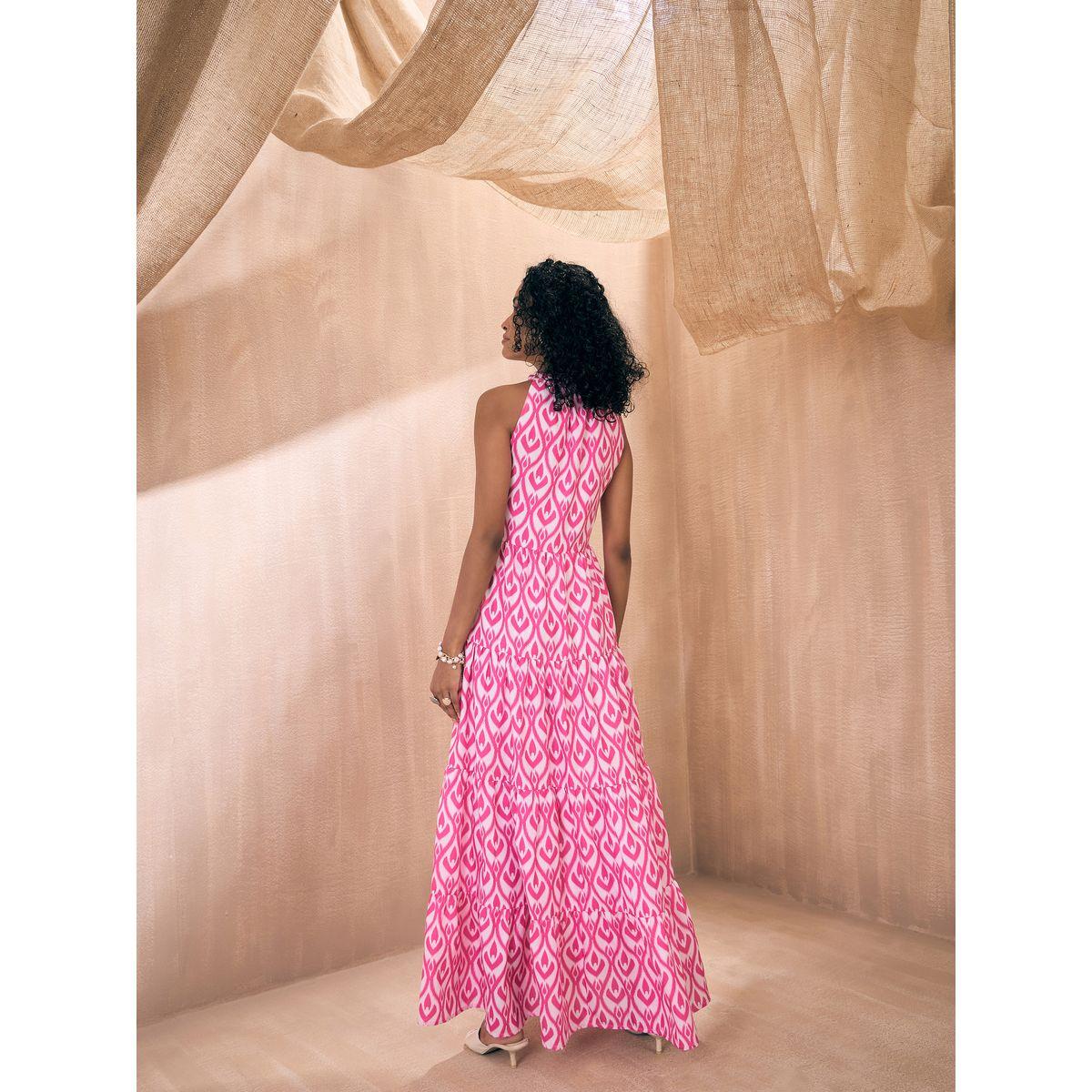 Sassafras X Styli  Ikat Print Dori Neck Tiered Maxi Dress-women-clothing-dresses-image-5