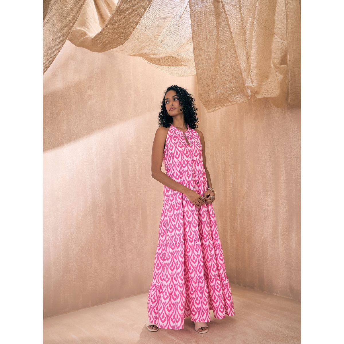Sassafras X Styli  Ikat Print Dori Neck Tiered Maxi Dress-women-clothing-dresses-image-6