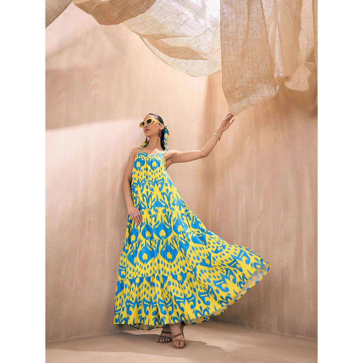 Sassafras X Styli  Ikat Loose Fit Strappy Tiered Maxi Dress-women-clothing-dresses-image-2
