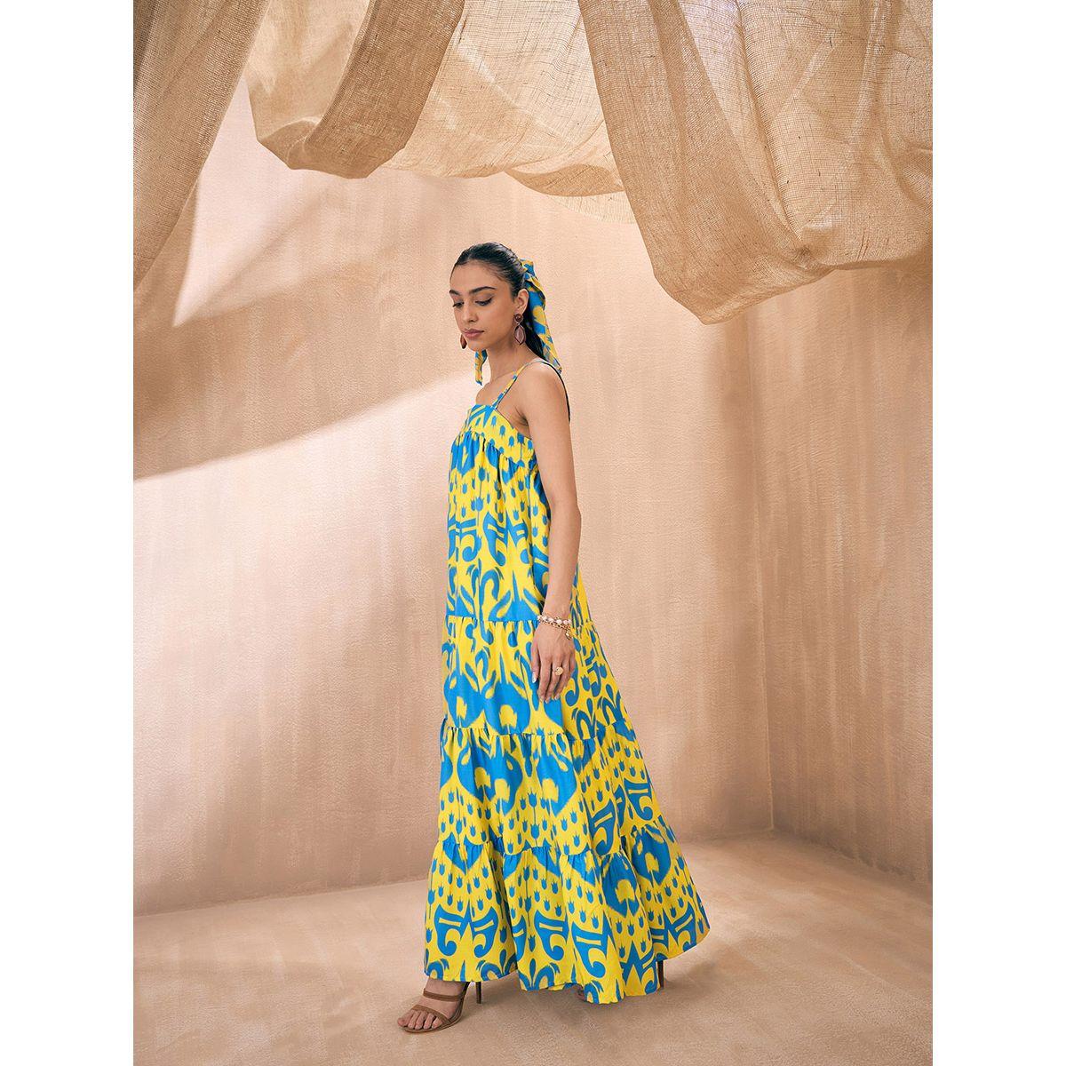 Sassafras X Styli  Ikat Loose Fit Strappy Tiered Maxi Dress-women-clothing-dresses-image-3