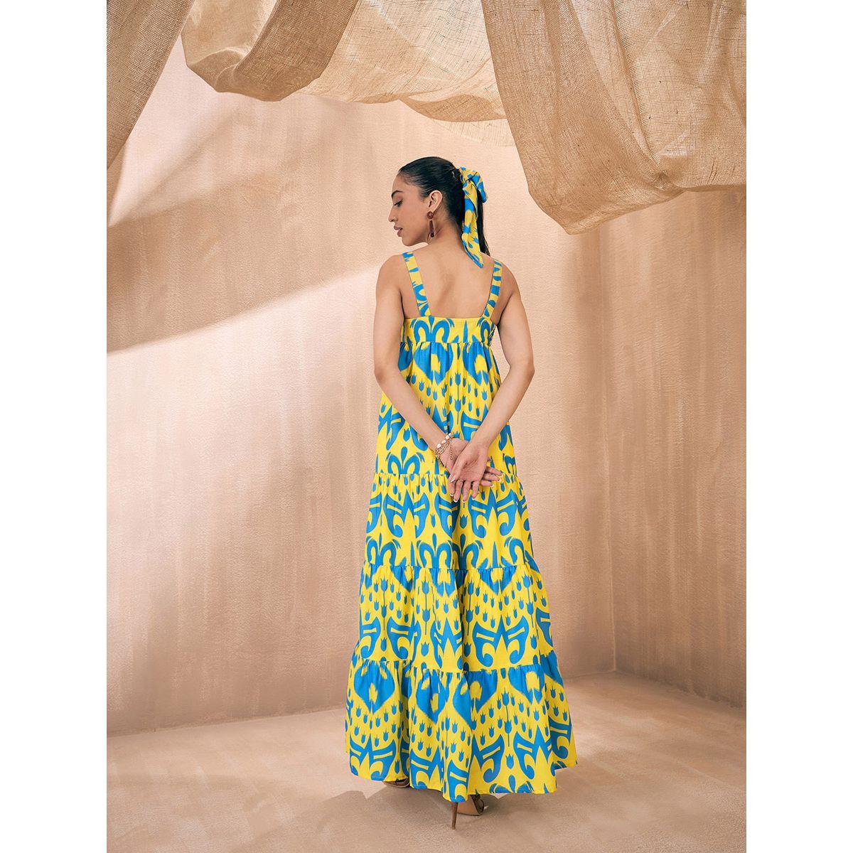 Sassafras X Styli  Ikat Loose Fit Strappy Tiered Maxi Dress-women-clothing-dresses-image-5