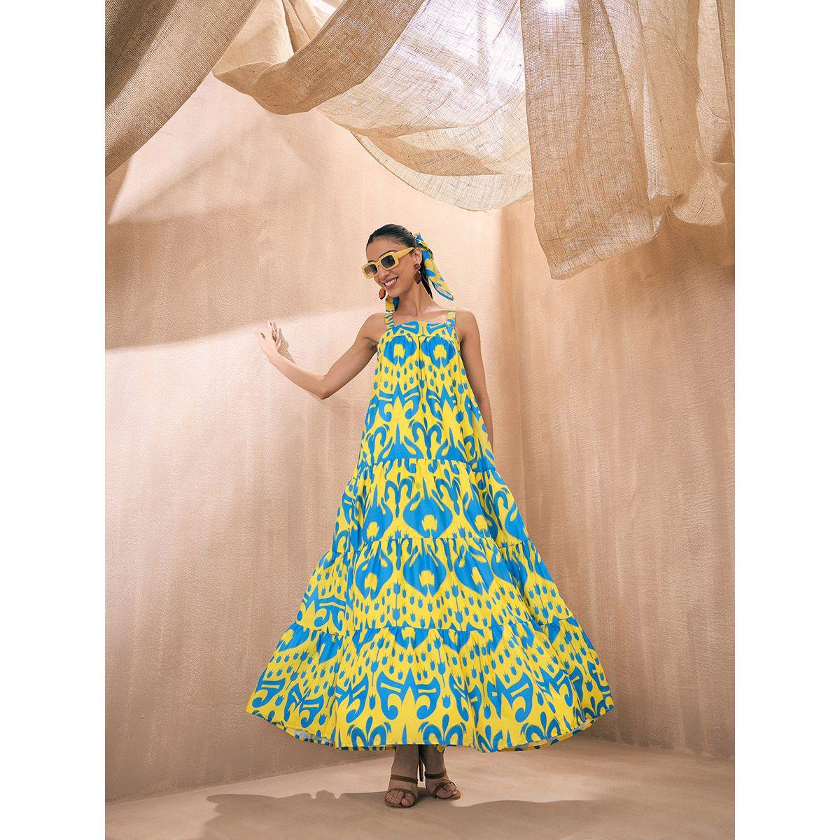 Sassafras X Styli  Ikat Loose Fit Strappy Tiered Maxi Dress-women-clothing-dresses-image-6