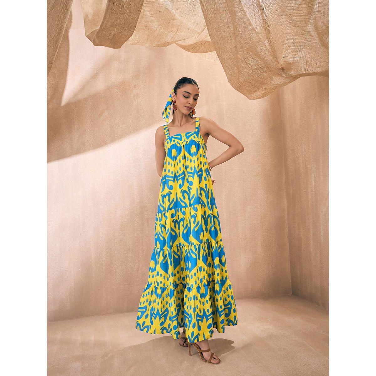 Sassafras X Styli  Ikat Loose Fit Strappy Tiered Maxi Dress-women-clothing-dresses-image-8