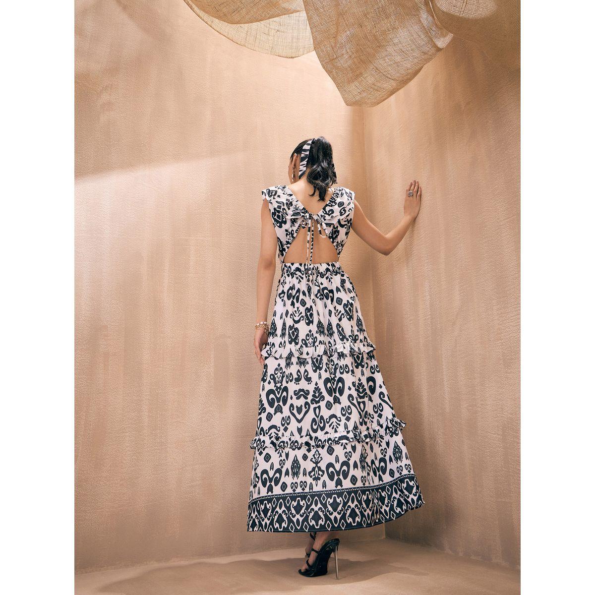 فستان طويل بطبعة ايكات وكسرات مع فتحات ساسافراس × ستايلي-women-clothing-dresses-image-7