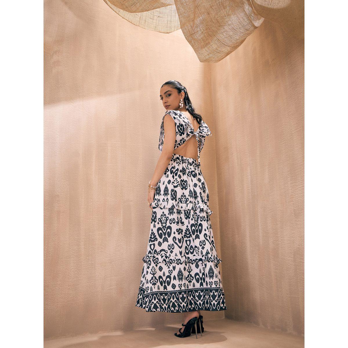 فستان طويل بطبعة ايكات وكسرات مع فتحات ساسافراس × ستايلي-women-clothing-dresses-image-8