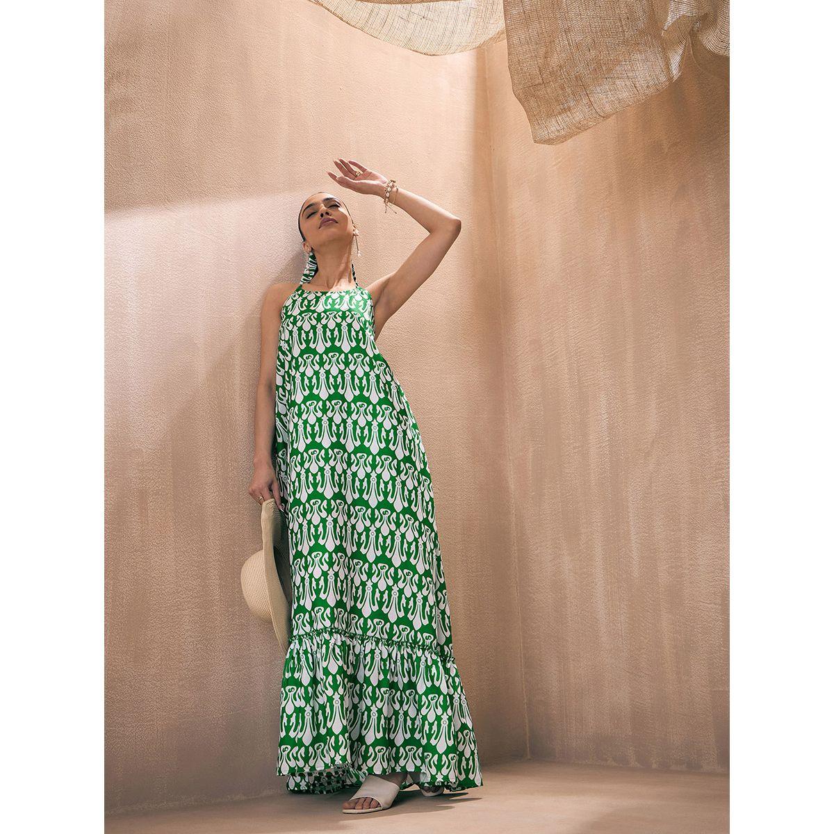 Sassafras X Styli  All Over Print Halter Neck Maxi Dress-women-clothing-dresses-image-1