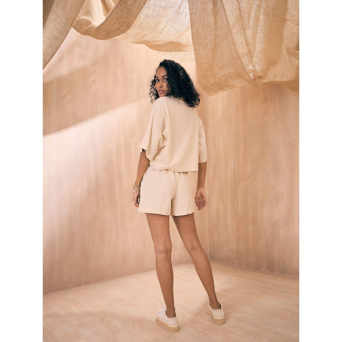Sassafras X Styli  Solid Crop Shirt & Shorts Co-Ords-women-clothing-coordsets-image-6