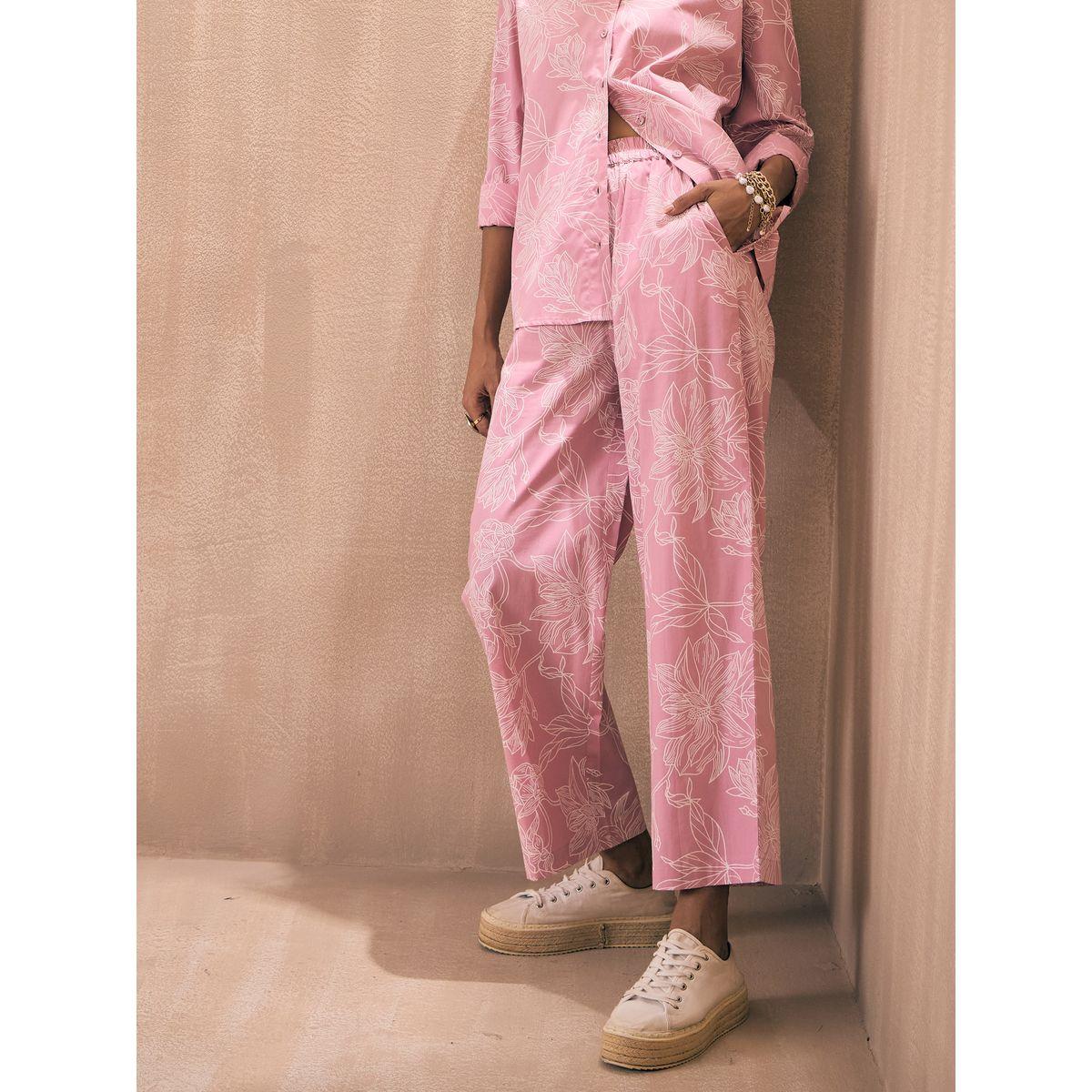 Sassafras X Styli  Poplin Floral Print Shirt & Straight Pants Co-Ords-women-clothing-coordsets-image-10