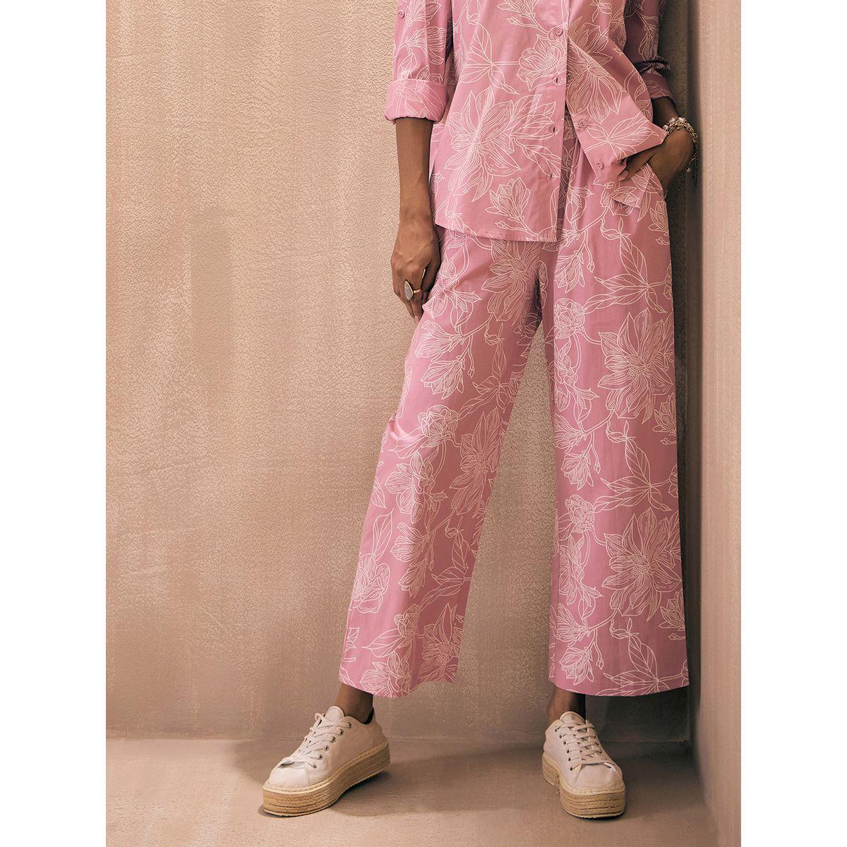 Sassafras X Styli  Poplin Floral Print Shirt & Straight Pants Co-Ords-women-clothing-coordsets-image-12