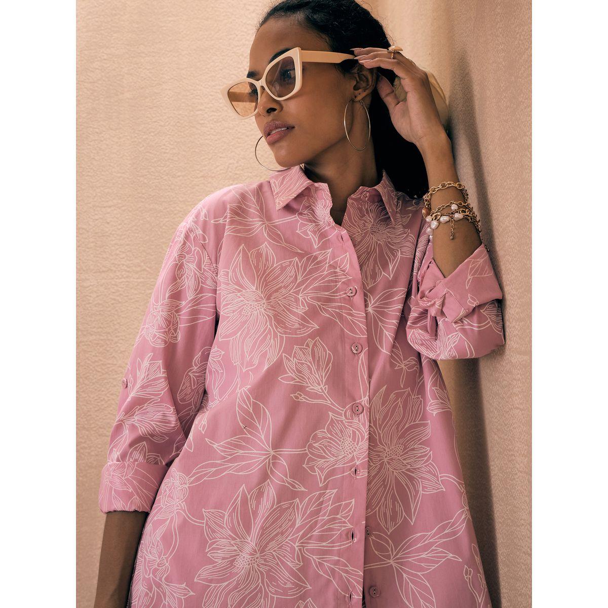 طقم منسق من بنطال مع بلوزة بوبلين بطبعة زهور ساسافراس × ستايلي-women-clothing-coordsets-image-5