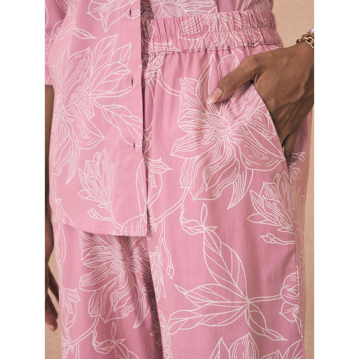 طقم منسق من بنطال مع بلوزة بوبلين بطبعة زهور ساسافراس × ستايلي-women-clothing-coordsets-image-7
