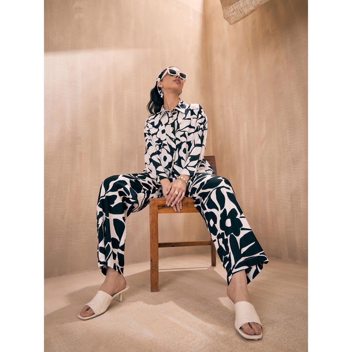 Sassafras X Styli  Floral Print Button Placket Shirt & Pants Co-Ords-women-clothing-coordsets-image-2
