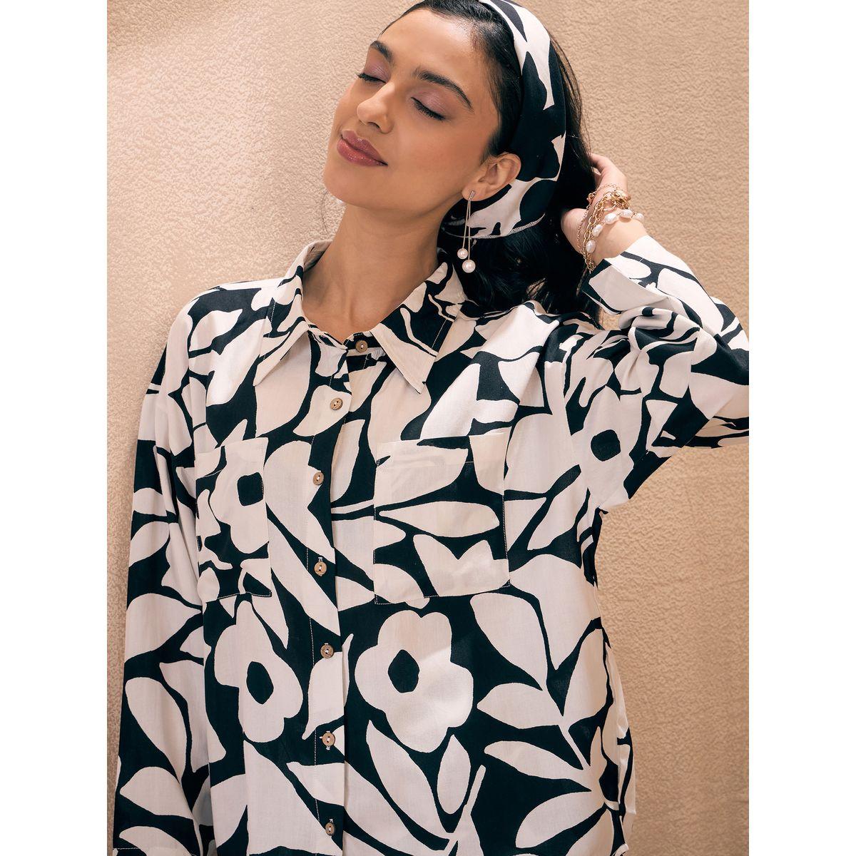 Sassafras X Styli  Floral Print Button Placket Shirt & Pants Co-Ords-women-clothing-coordsets-image-5