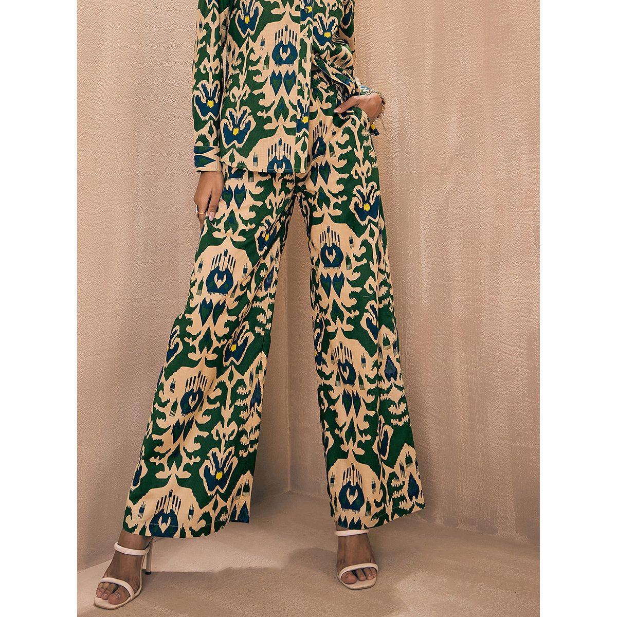 Sassafras X Styli  Ikat Print Shirt & Straight Pants Co-Ords-women-clothing-coordsets-image-2