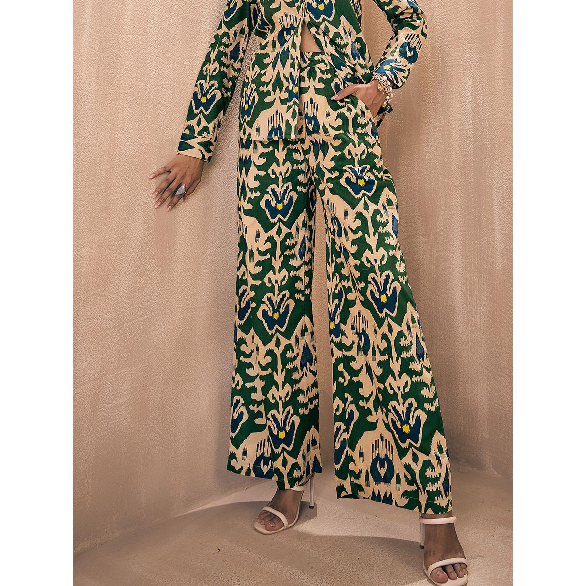 Sassafras X Styli  Ikat Print Shirt & Straight Pants Co-Ords-women-clothing-coordsets-image-8