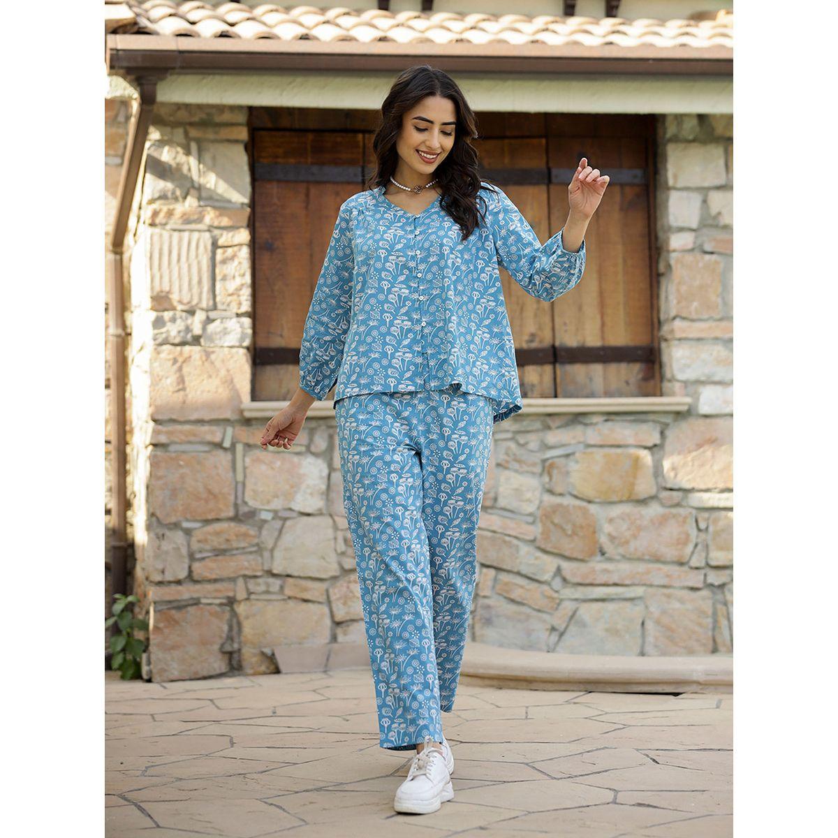 Sanskrutihomes X Styli  Cotton All Over Print Top & Straight Pyjama Set-women-clothing-nightwear-pyjamas-longsets-image-1