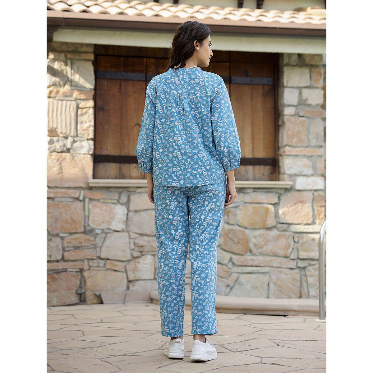 Sanskrutihomes X Styli  Cotton All Over Print Top & Straight Pyjama Set-women-clothing-nightwear-pyjamas-longsets-image-4