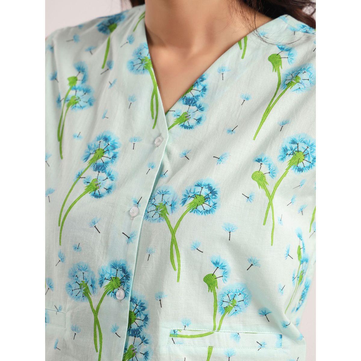 Sanskrutihomes X Styli  Cotton Dandelion Print Top & Straight Pyjama Set-women-clothing-nightwear-pyjamas-longsets-image-7