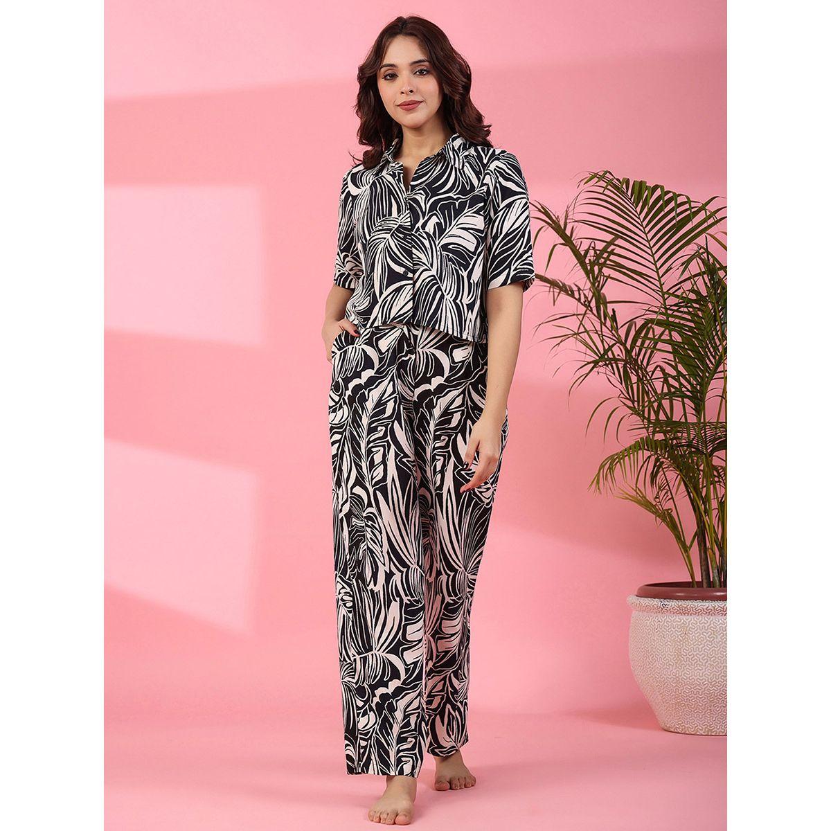Sanskrutihomes X Styli  Cotton Abstract Print Shirt & Straight Pyjama Set-women-clothing-nightwear-pyjamas-longsets-image-1