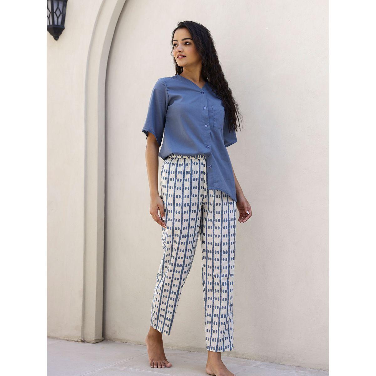Sanskrutihomes X Styli  Cotton V Neck Top & Printed Pyjama Set-women-clothing-nightwear-pyjamas-longsets-image-3