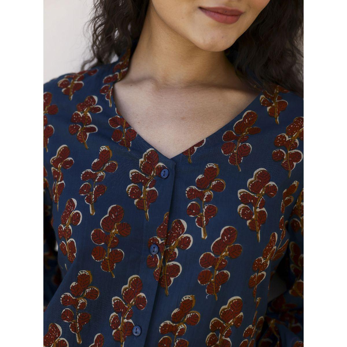 طقم من بنطال بيجاما مع بلوزة قطن مطبعة بزهور سانسكريتي هومز × ستايلي-women-clothing-nightwear-pyjamas-longsets-image-6
