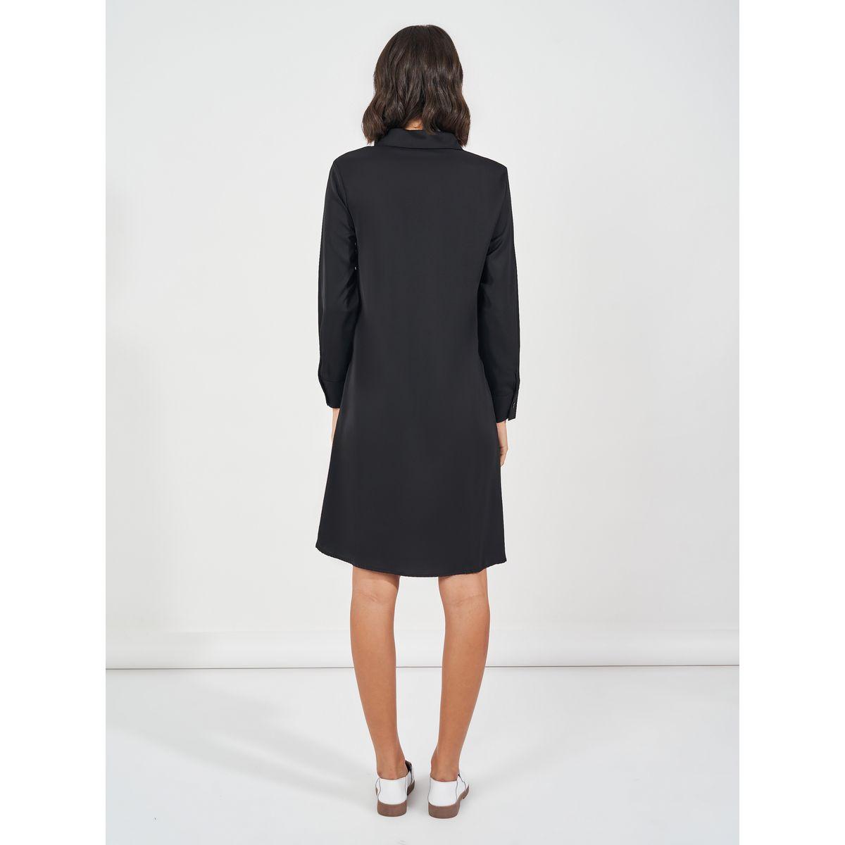 Styli Ruffled Lace Insert Collared Knee Length Dress-women-clothing-dresses-image-6