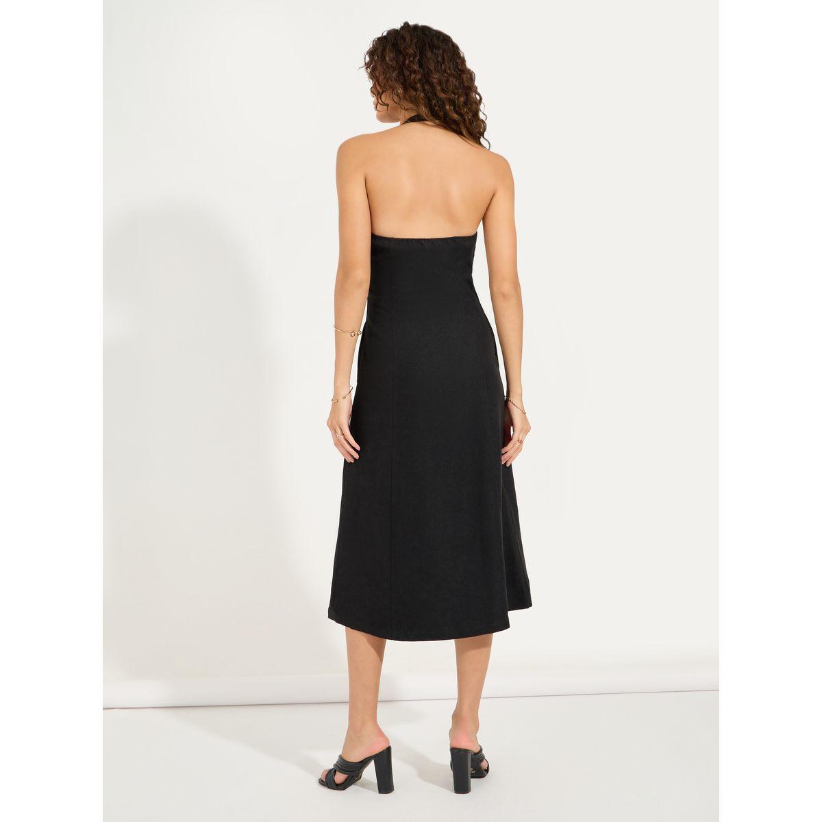 فستان ميدي بياقة هولتر مع أزرار-women-clothing-dresses-image-7