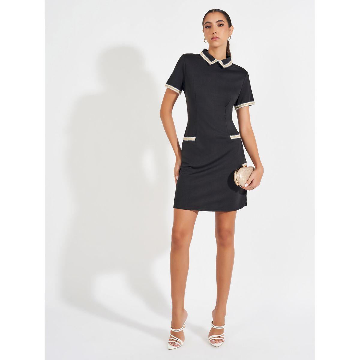 فستان قصير بياقة مع أكمام قصيرة-women-clothing-dresses-image-4