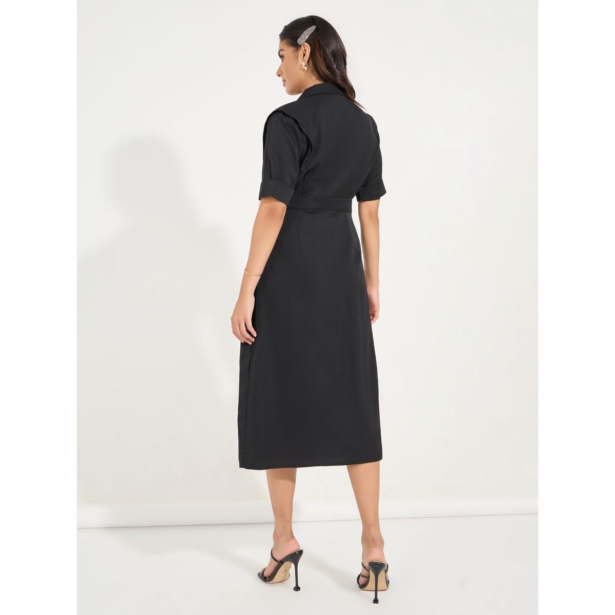 Styli Notch Lapel Blazer Midi Dress with Button Detail-women-clothing-dresses-image-6