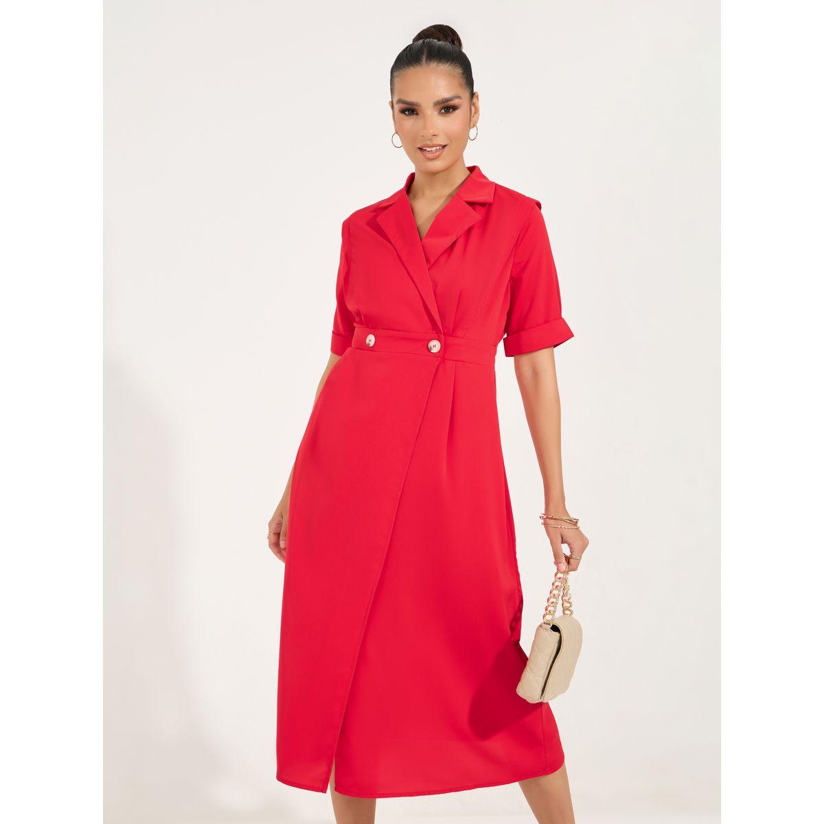 Styli Notch Lapel Blazer Midi Dress with Button Detail-women-clothing-dresses-image-5