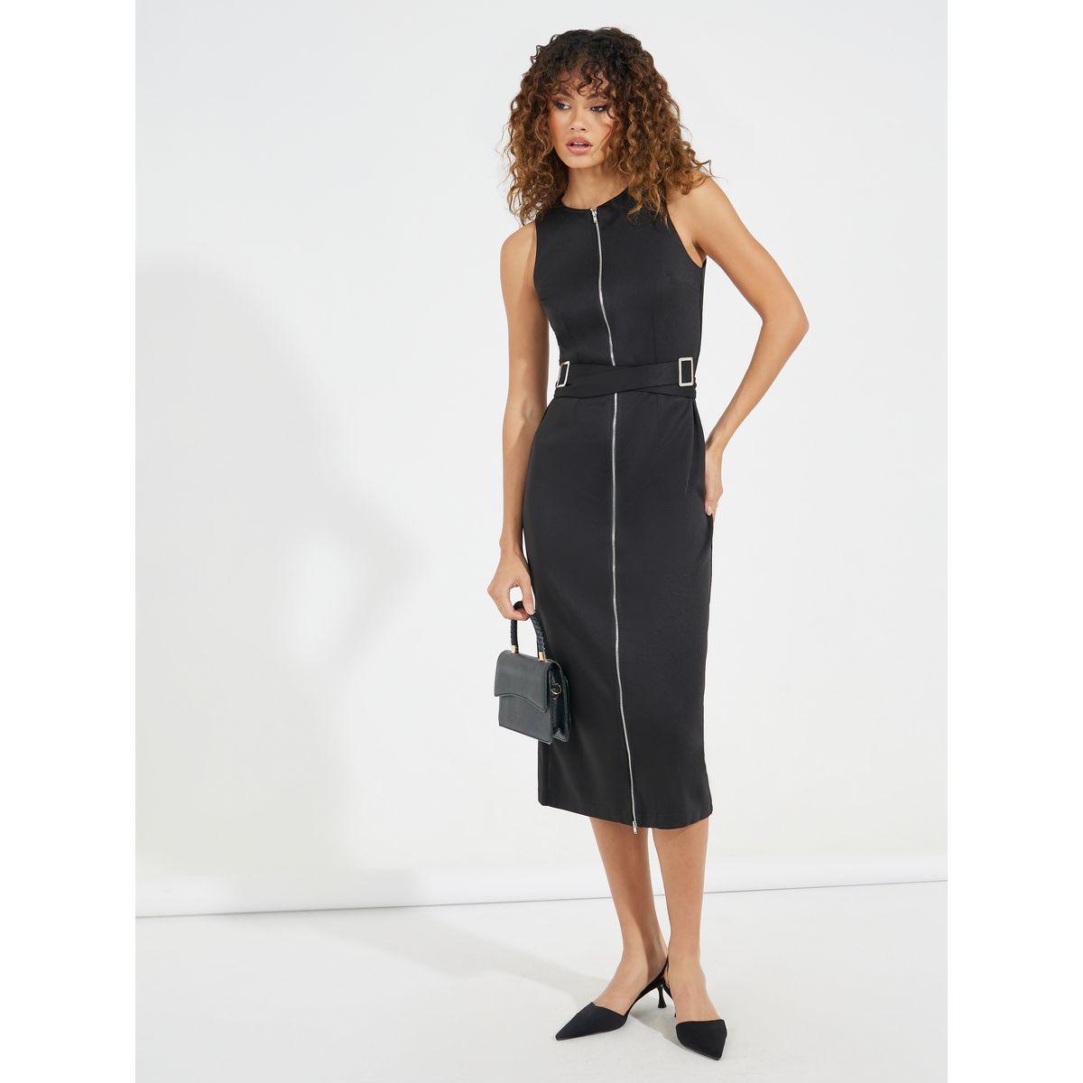 فستان ميدي بنمط لف مع سحَّاب غلق-women-clothing-dresses-image-1